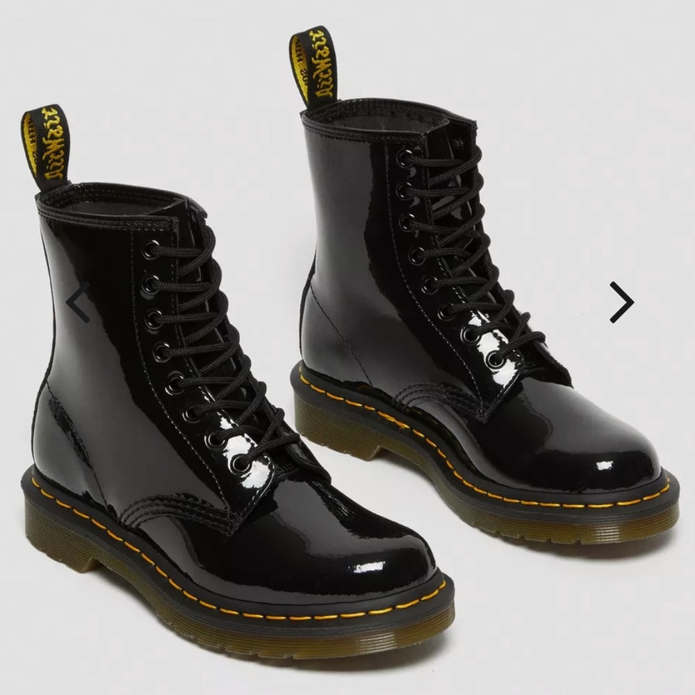 Patent Leather Doc Martens 8 eyelet lace up.